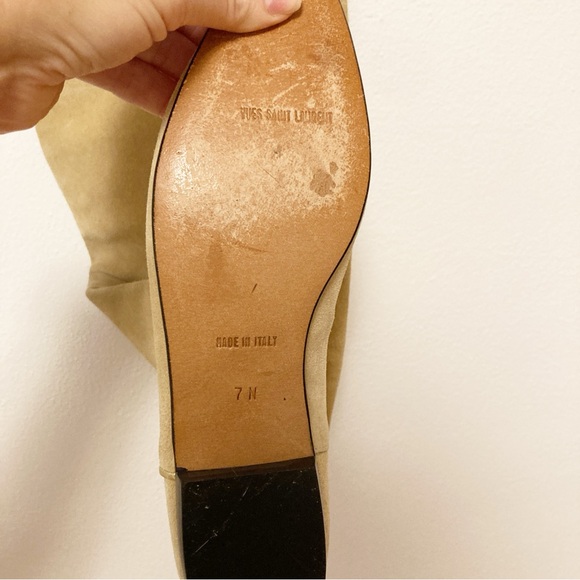 Yves Saint Laurent Designer Over the Knee Tan Suede Leather Boots 7 - Picture 4 of 5